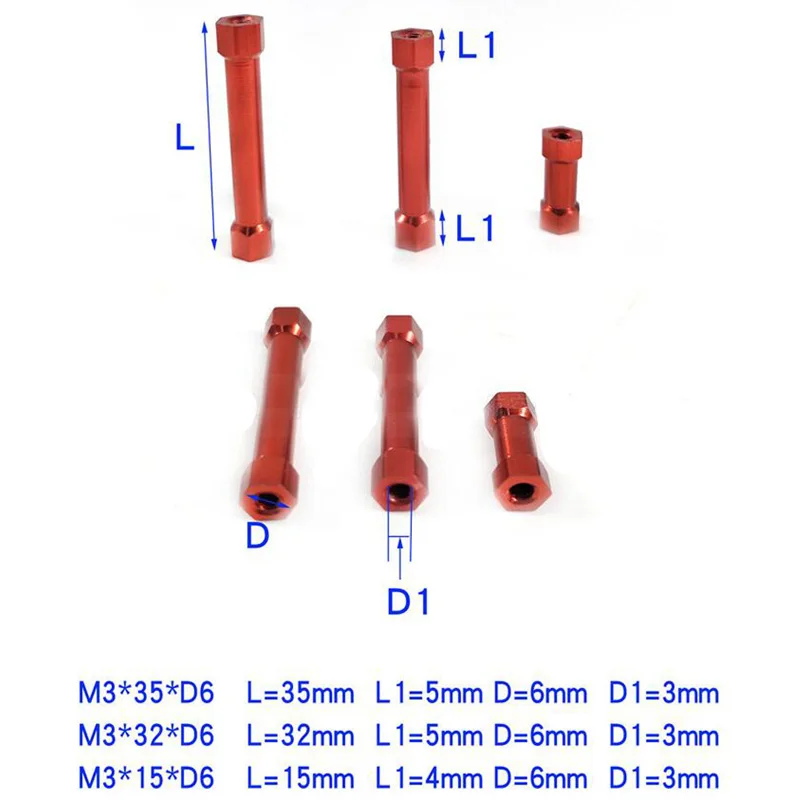 10 шт./лот длинные винтовые гайки M3 15*32/35 мм корпус фюзеляжа дрона шестигранный