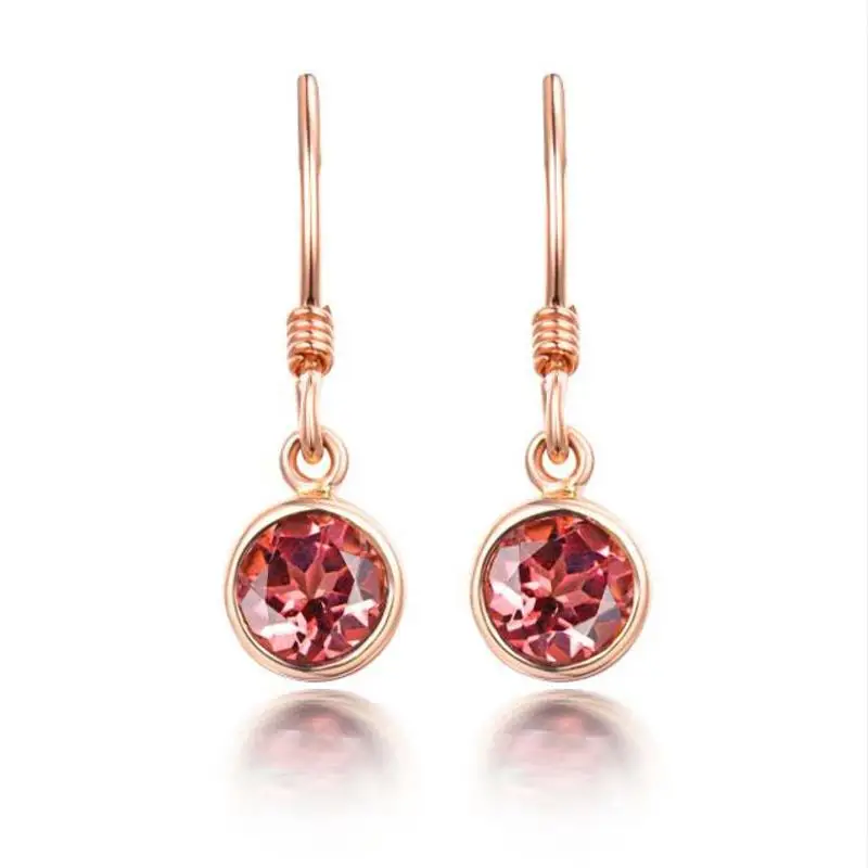 

14K Rose Gold Garnet Drop Earrings for Womne Dainty Kolczyki Pure Natural Stone Orecchini 14K Earring Jewelry for Female Girls