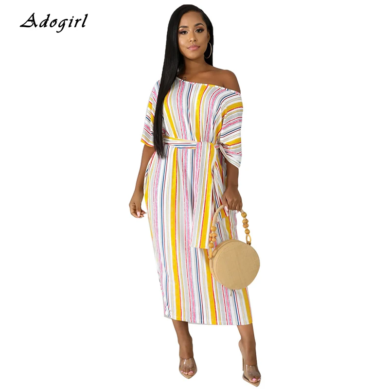 Женское длинное платье в полоску повседневное элегантное свободное облегающее с