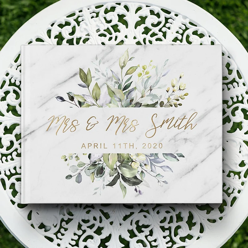 

Personalized Wedding Guest Book Names Date Rustic Wedding Guestbook Floral Flower Custom Any Languages Photo Album Calligraphy