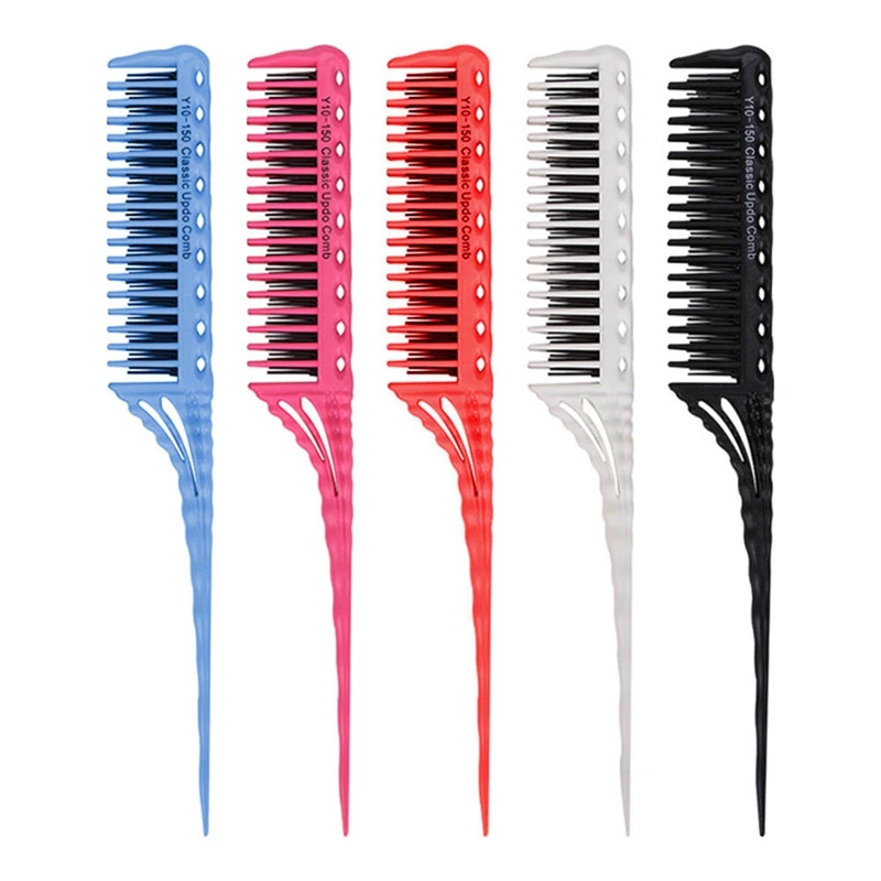 

1PC Portable Comb Hair Brush 3 Rows of Teeth Hair Dye Comb Long and Short Tooth Tip Tail Comb Hair Styling Comb