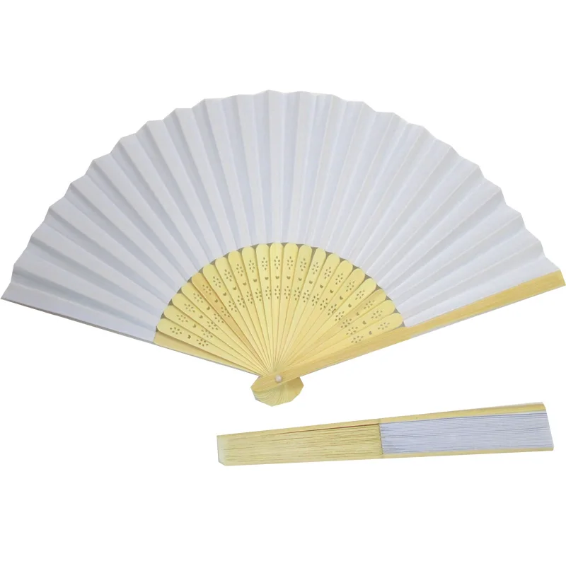 

10pcs Orient Folding Pocket Bamboo Ribs White Paper Hand Fan Wedding Favor Promotion Gifts