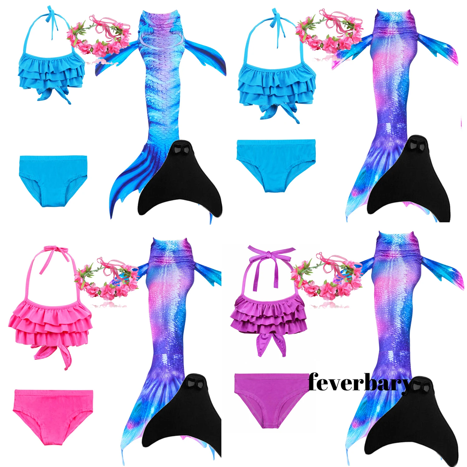 

Colorful Girls Swimming Mermaid Tail with Bra Bathing Suit Children Ariel the Little Mermaid Tail Costume Swimsuit