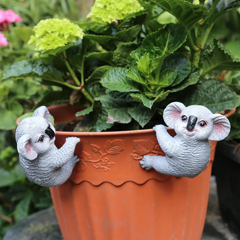 

2Pcs koalas and 3Pcs tortoises potted ornaments pendants gardening ornaments creative hanging pots small animal crafts