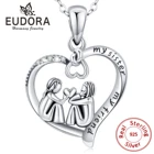 Ожерелье с сердечками Eudora из серебра 925 пробы с кулоном в виде сердечек для моей сестры с сердцем CZ-лучший подарок для сестер и друзей 626