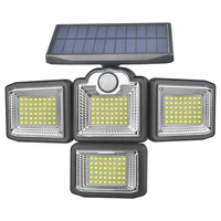 192 led solar sensor light four head rotatable garden floodlight wall spotlight