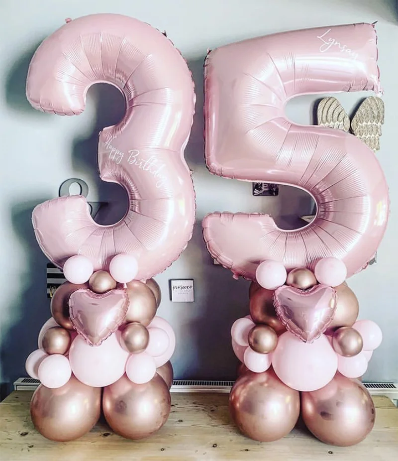 

65pcs/set Macaron Latex Balloons Pink 40 inch Number Foil Balloon Helium Globos Baby Shower Decoration Birthday Party Supplies