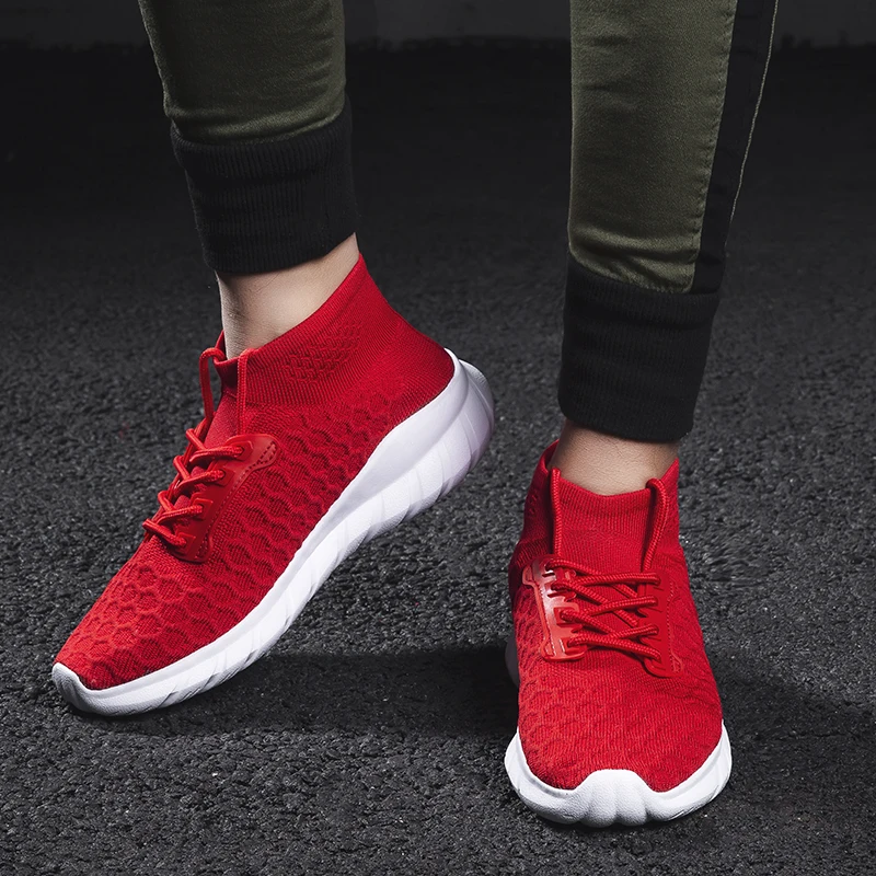 

Mens High Top Sneakers 2020 Fashion Casual Sport Shoes Breathable Comfortable Socks Shoes Light Plus Size 46 men Running Shoes