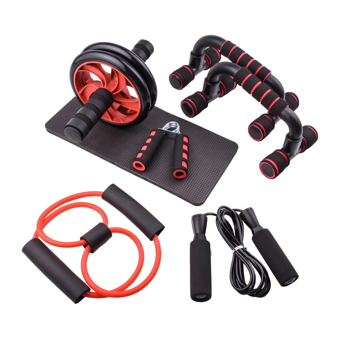 AB Power Wheels Roller Machine Push Up Bar Jump Rope Resistance Bands Exercise Home Workout Gym Fitness Abdominal Equipment | Спорт и