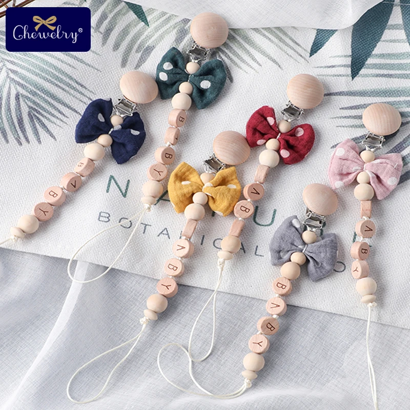 

1pc Baby Dummy Pacifier Chain Clip Cotton Cloth Plush Dolls Animal Wood Rodent Nipples Holder Newborn Toys Teether Accessories