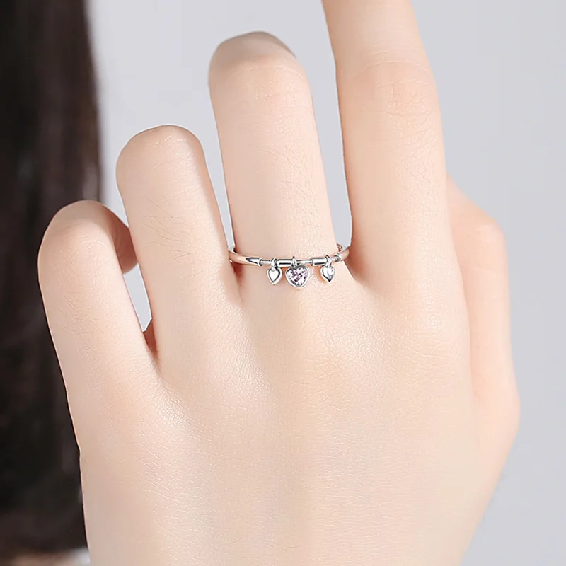 925 кольцо из стерлингового серебра бледно-сверкающие сердце Ясно CZ Анель женский