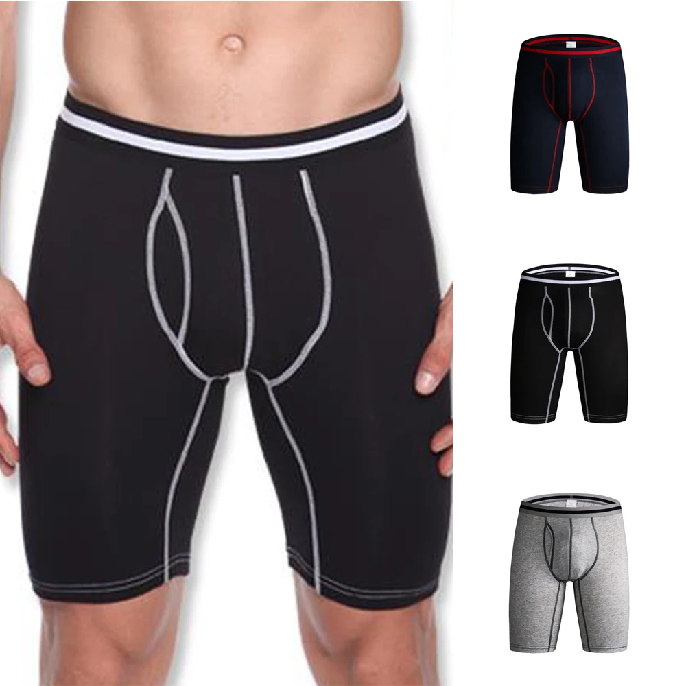 

High-Quality Men Boxer Cotton Shorts Underwear Workout Fitness Sleep Breathable Shorts Mid Waist Contrast Color Stretchy Male