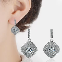 new fashion silver color vintage shiny cz stud earrings wedding jewelry for women girl oorbellen brincos pendientes