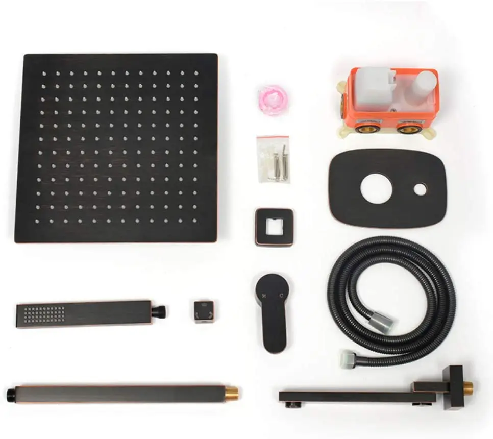 Роскошная бронзовая потолочная Душевая система для ванной комнаты с черным