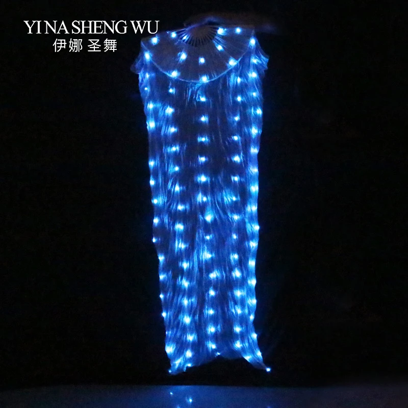 Танец живота шелк светодиодный вентиляторы сценический реквизит красочные