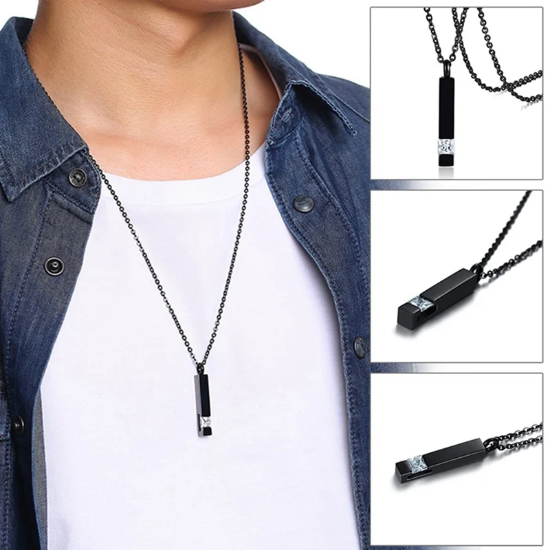 

1 pcs Black Plating Crystal Cremation Jewelry for Ashes Pendant Stainless Steel Keepsake Memorial Urn Necklace for Women Men