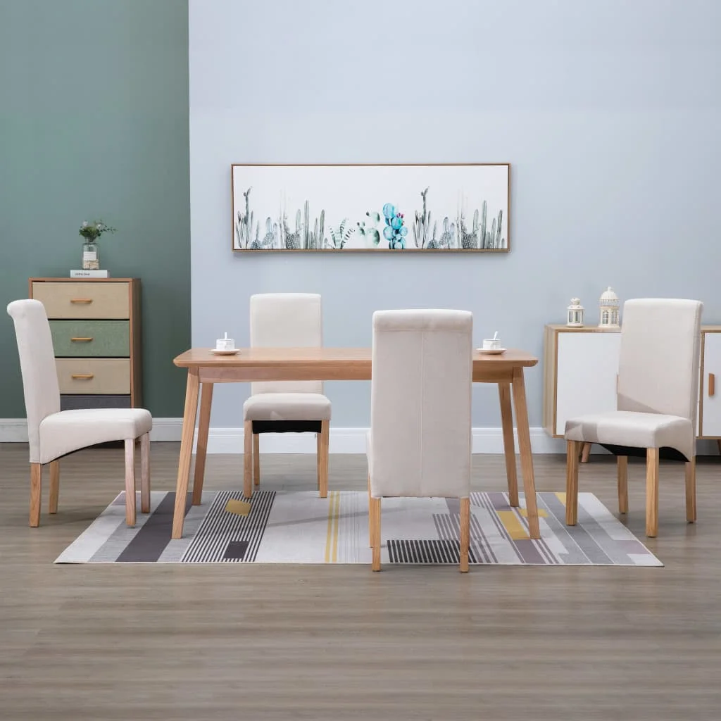 

Dining Chairs 4 pcs Cream Fabric