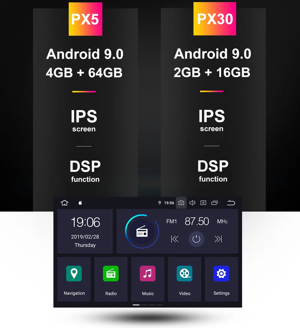 10,1 ''2 Din Универсальный Android 9,0 PX5 автомобильный dvd-плеер для 2din универсальный радио gps Навигация BT головное устройство 4G+ 64G ips DSP