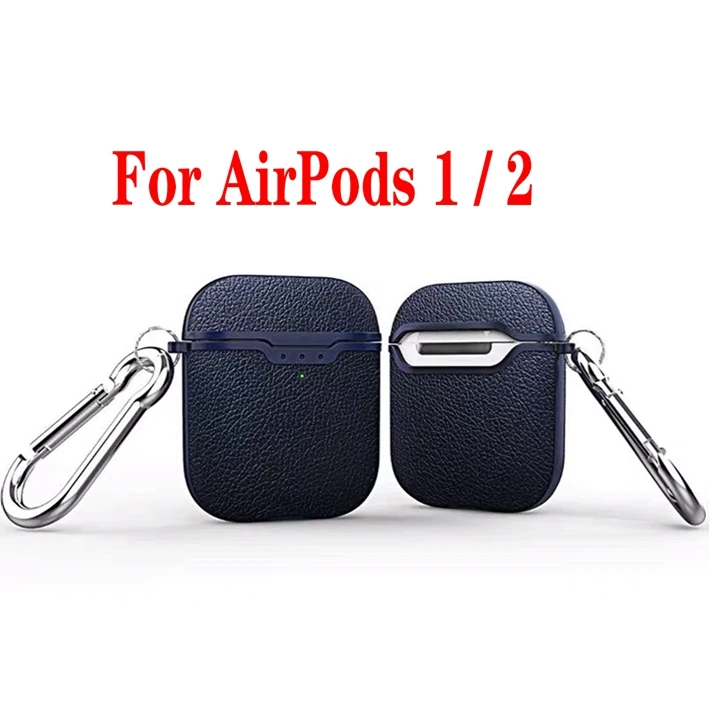 litchi grain cyan Чехол fundas для AirPods, чехол для Air Pods Pro 3, чехол для наушников, роскошный чехол из углеродного волокна/кожи личи, силиконовый чехол для Air Pods 1/2, чехол - Цвет: litchi grain cyan
