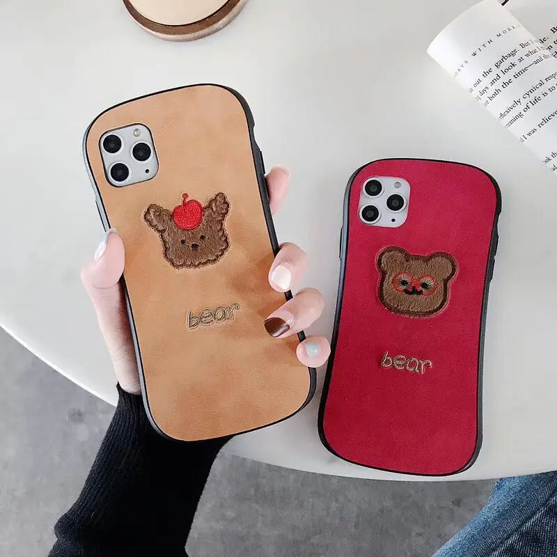 ORYKSZ модные милые очки медведь чехол для телефона iphone 11 Pro Max XR XS X кожаный 7 8 6 6S Plus