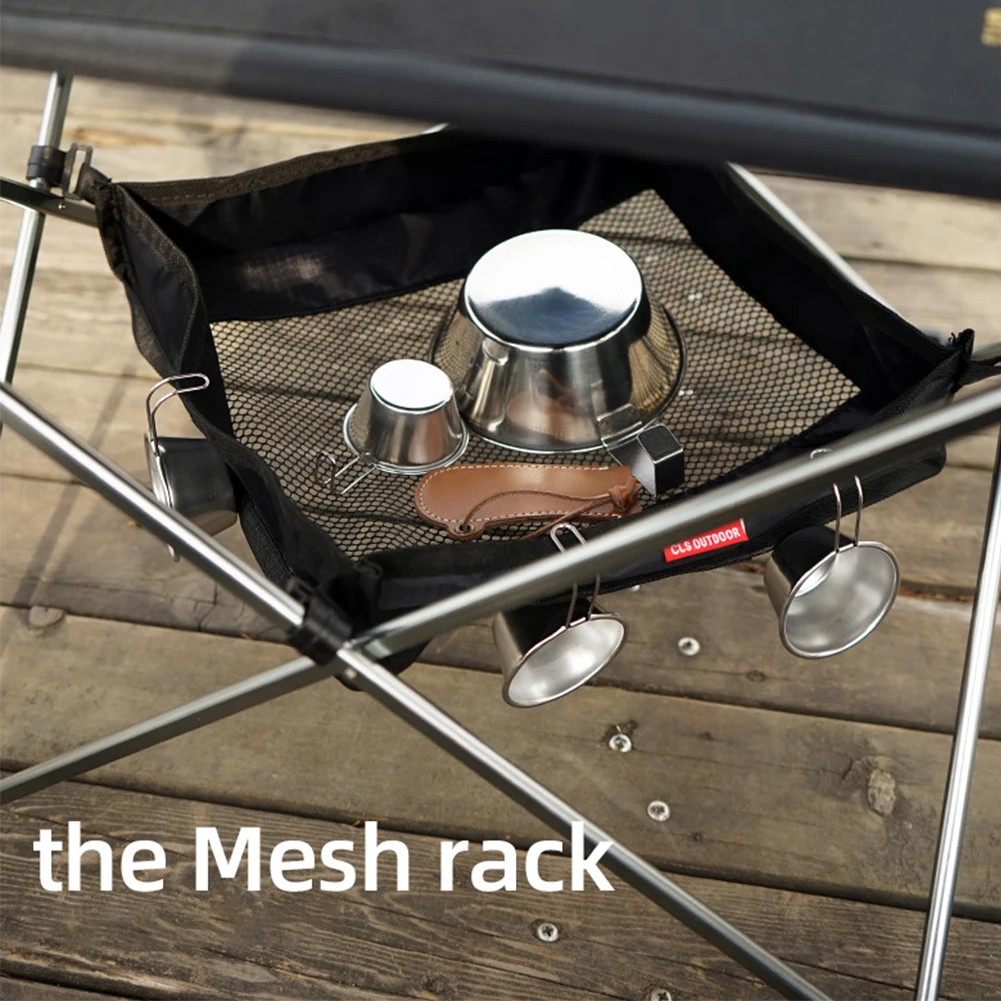 Portable Folding Table Storage Hanging Basket Picnic Table Hanger Storage Net Outdoor Camping BBQ Table Rack Accessories