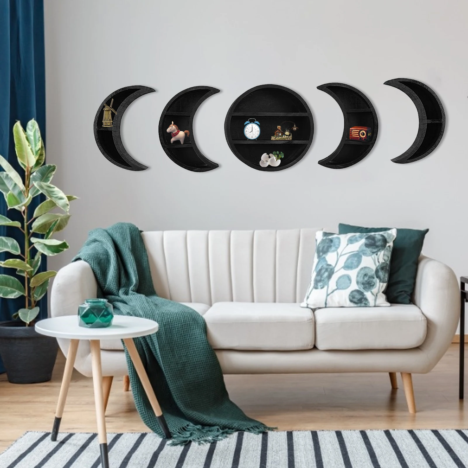 35pcs moon phase wall shelves wall decor full moon and bohemian simple style rustic feel crescent shelves easy to hang gift free global shipping