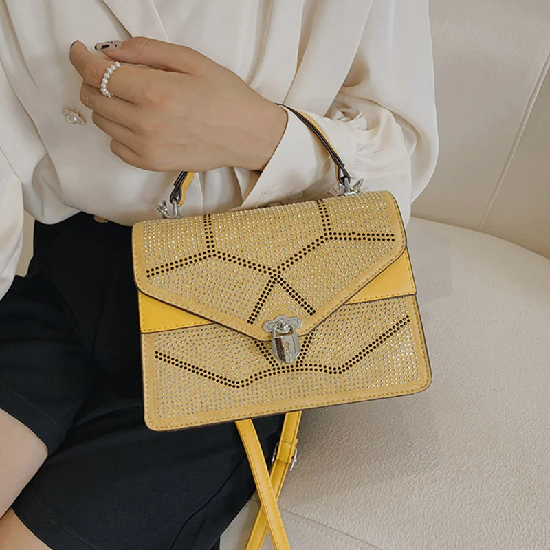 

Женские качественные кожаные сумки через плечо, модная сумка на плечо, женская брендовая дизайнерская роскошная сумка со стразами, простые ...