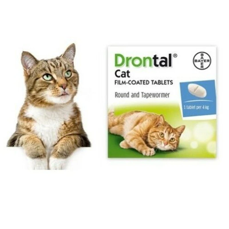 Bayer Drontal Dewormer для кошачьих червей круглый и кран червь 8/40 вкладок|Лотки товары