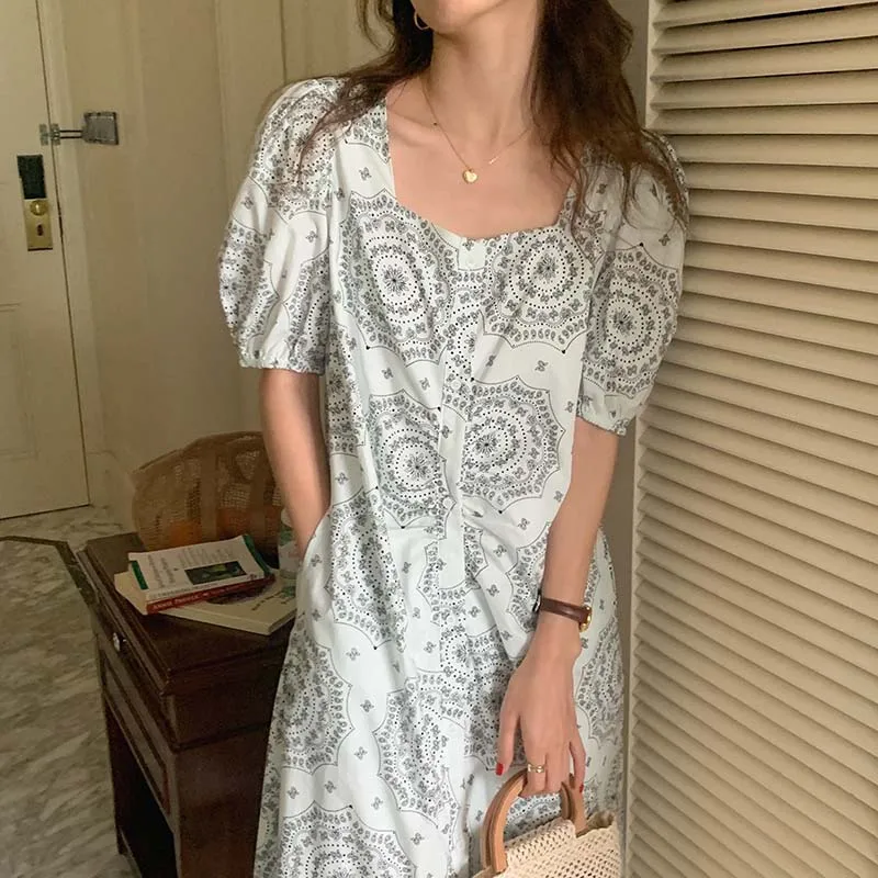 

Летнее шикарное женское плиссированное платье Hzirip с квадратным вырезом и пышными рукавами, 2021 нежное стройнящее ТРАПЕЦИЕВИДНОЕ ПЛАТЬЕ в Ко...