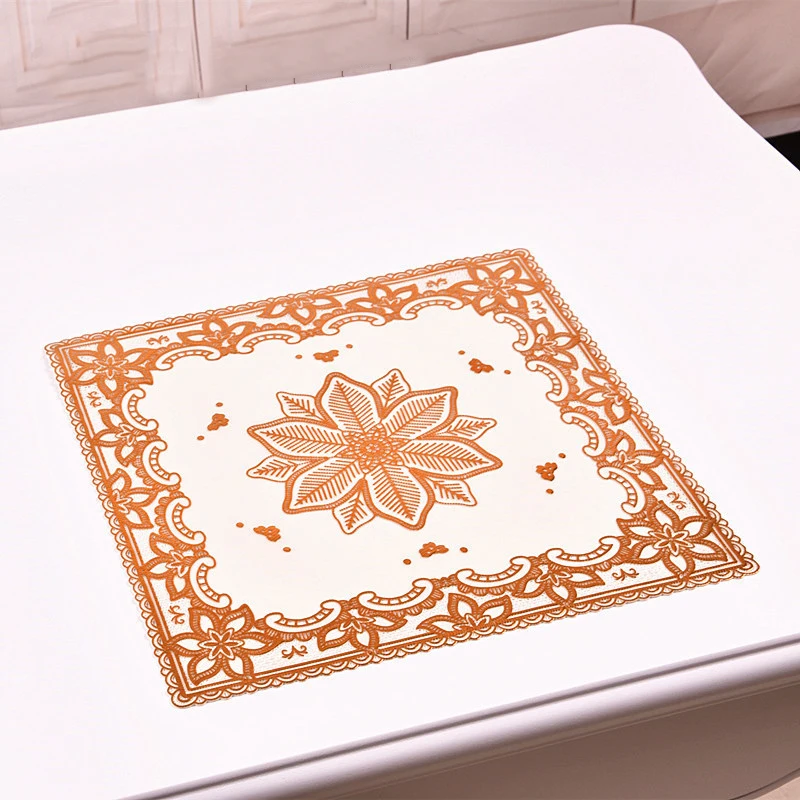 Лидер продаж кружевной коврик из ПВХ золотого цвета пластиковый для стола