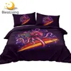 BlessLiving Octopus Bedding Set Radio Red Purple Duvet Cover Set for Kids Cartoon Animal Bed Cover Marine Life 3D Bedspreads 1