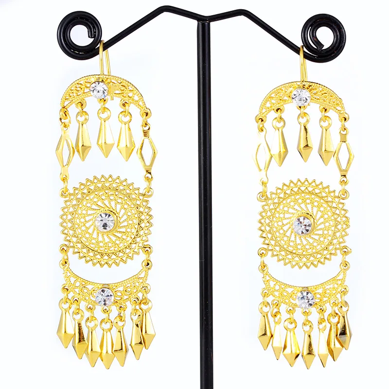Мусульманские старинные медные серьги с кристаллами для женщин золотые монеты