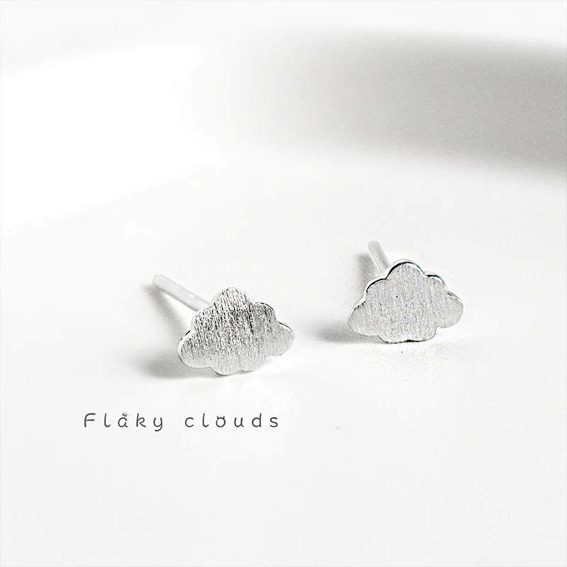925 Sterling Silver Drawing Cloud Stud Earring Simple Temperament Korea Style Weather Earrings for Women Fashion Jewelry | Украшения и