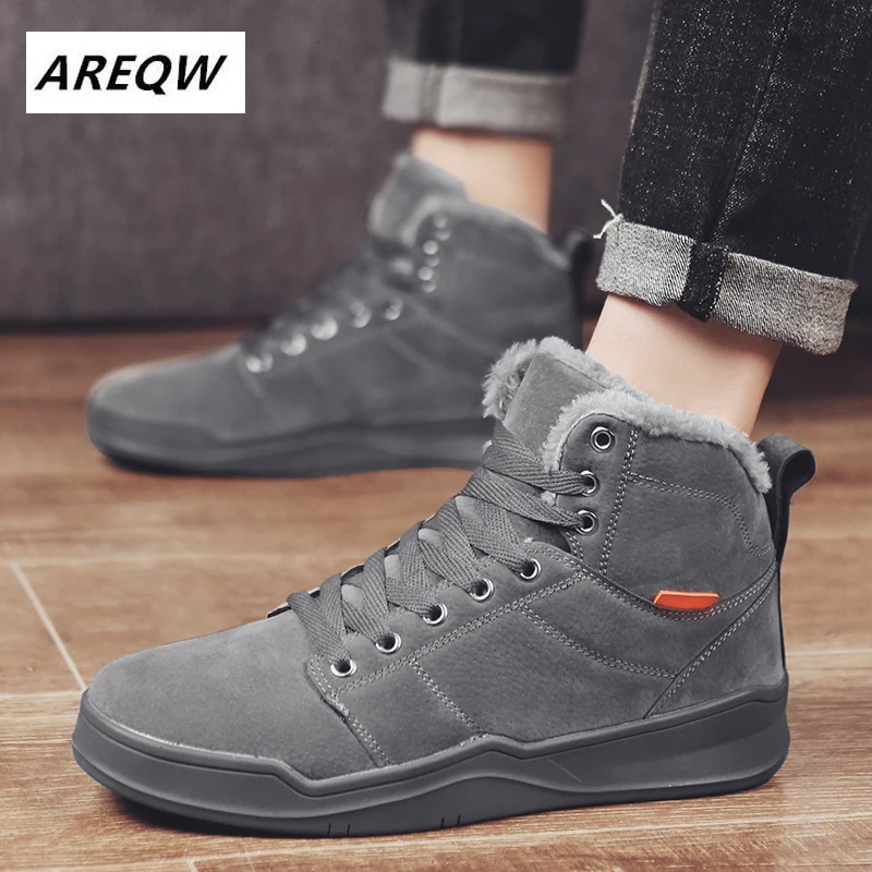 2019 Новый Мужские зимние сапоги теплые меховые мужская обувь размера плюс с мехом