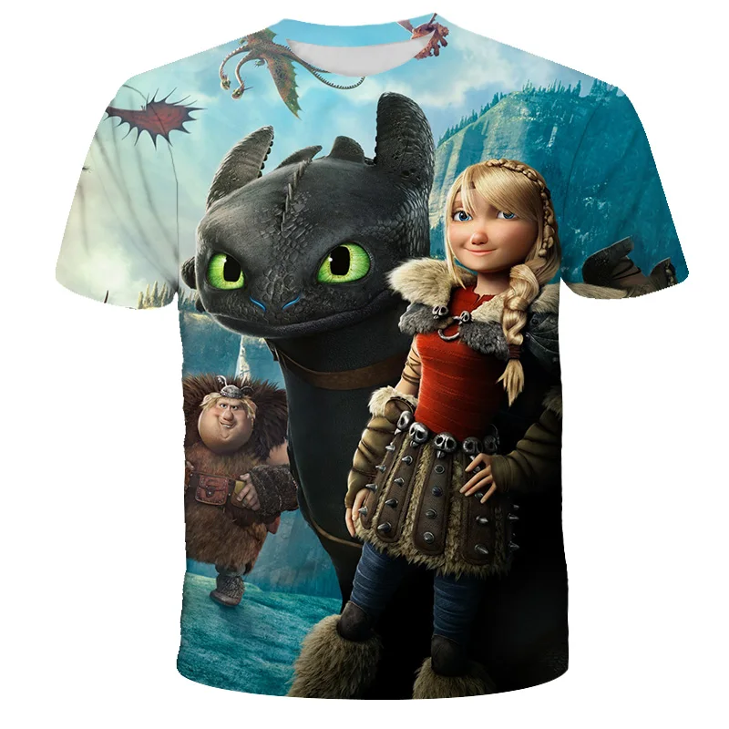 

2021New Boy's T-Shirt How to Train Your Dragon Children's Animation Harajuku Fashion Short-Sleeved Casual Tshirt, Kid's Tops