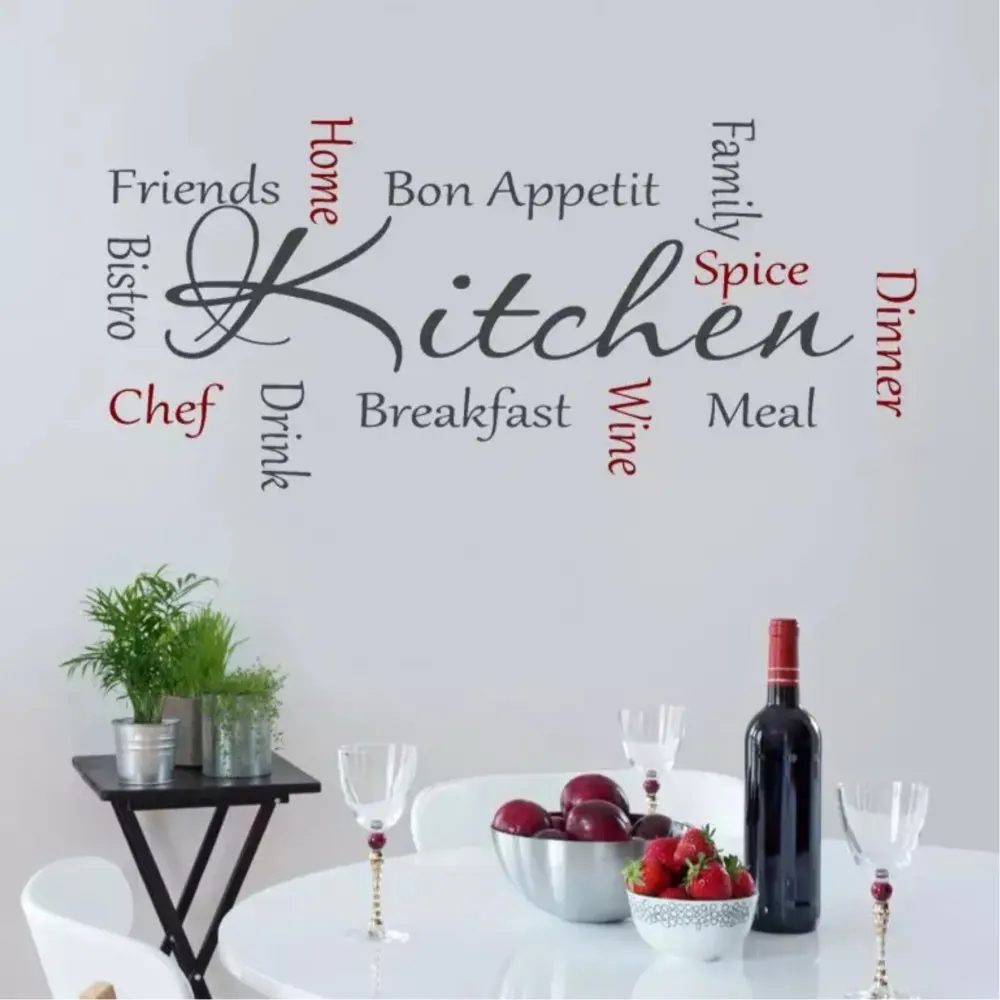 

Кухонный знак, виниловые наклейки на стену, наклейки с надписью, наклейки на стену в ресторане, украшения для вина, еды, слова, виниловые накл...