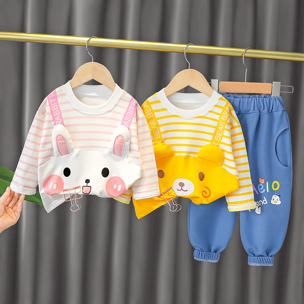 

2 шт./комплект, футболка с длинным рукавом и джинсы в полоску