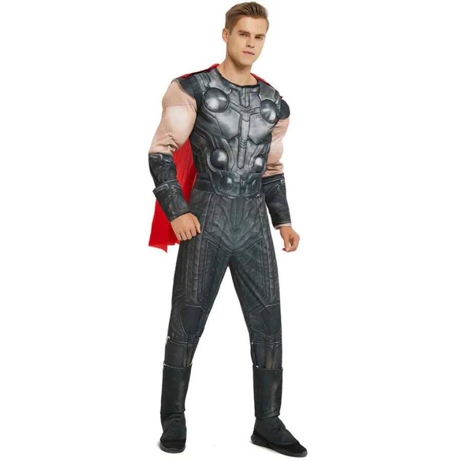 Thor Супергерой Бэтмен Железный человек антман взрослые мышцы комбинезоны маска Мстители Супермен Человек паук Капитан комбинезоны мужские Косплей Костюм - Цвет: Thor