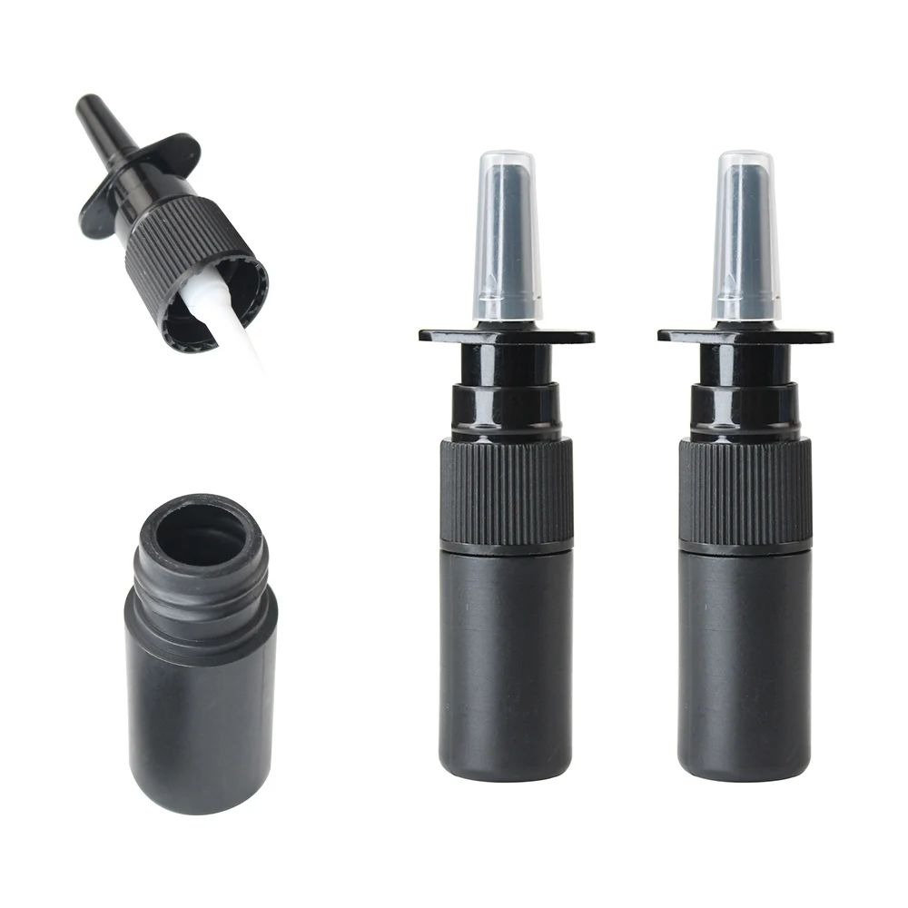 

1pc 5ml black Nasal Spray Bottle Direct Injection Sprayer PET Plastic Atomizer Cosmetic Mist Nose Spray Refillable Spray Bottle