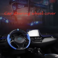 genuine leather carbon fiber stitching steering wheel cover hand stitched car steering wheel cover for toyota chr c hr 2018 2019