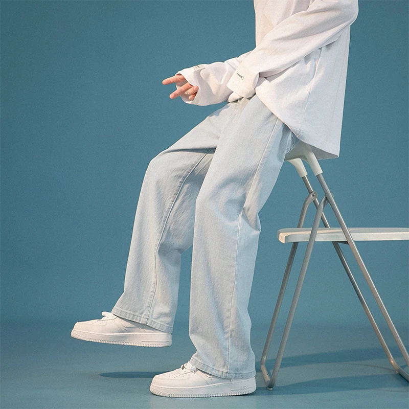 

Джинсы мужские прямые с флисовой подкладкой, утепленные брюки из денима, повседневные Широкие штаны, 6 цветов, уличная одежда, весна-осень-зима