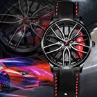 Новинка 2021, мужские наручные часы, мужские часы с автомобильным колесом, модные спортивные часы, кварцевые часы с сетчатым циферблатом, мужские круглые часы с чехлом