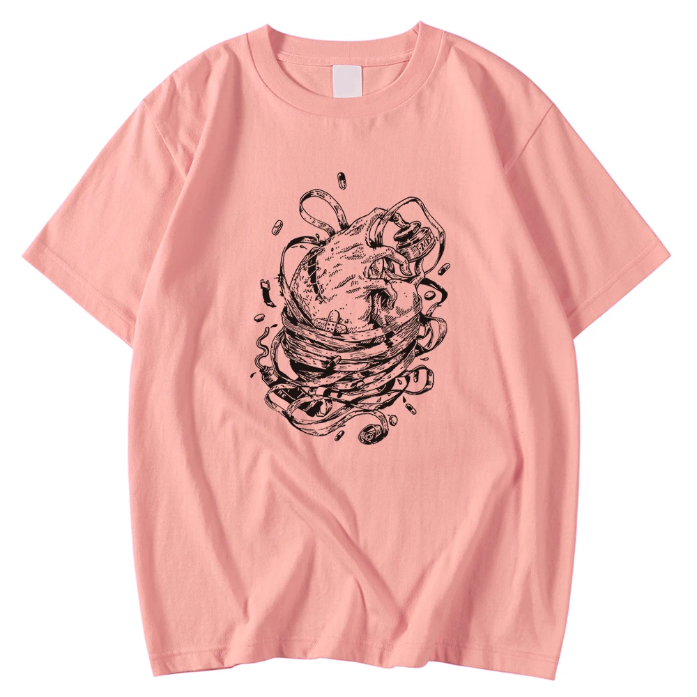 

Футболка мужская оверсайз, повседневная мягкая рубашка с принтом чернил, удобная с коротким рукавом