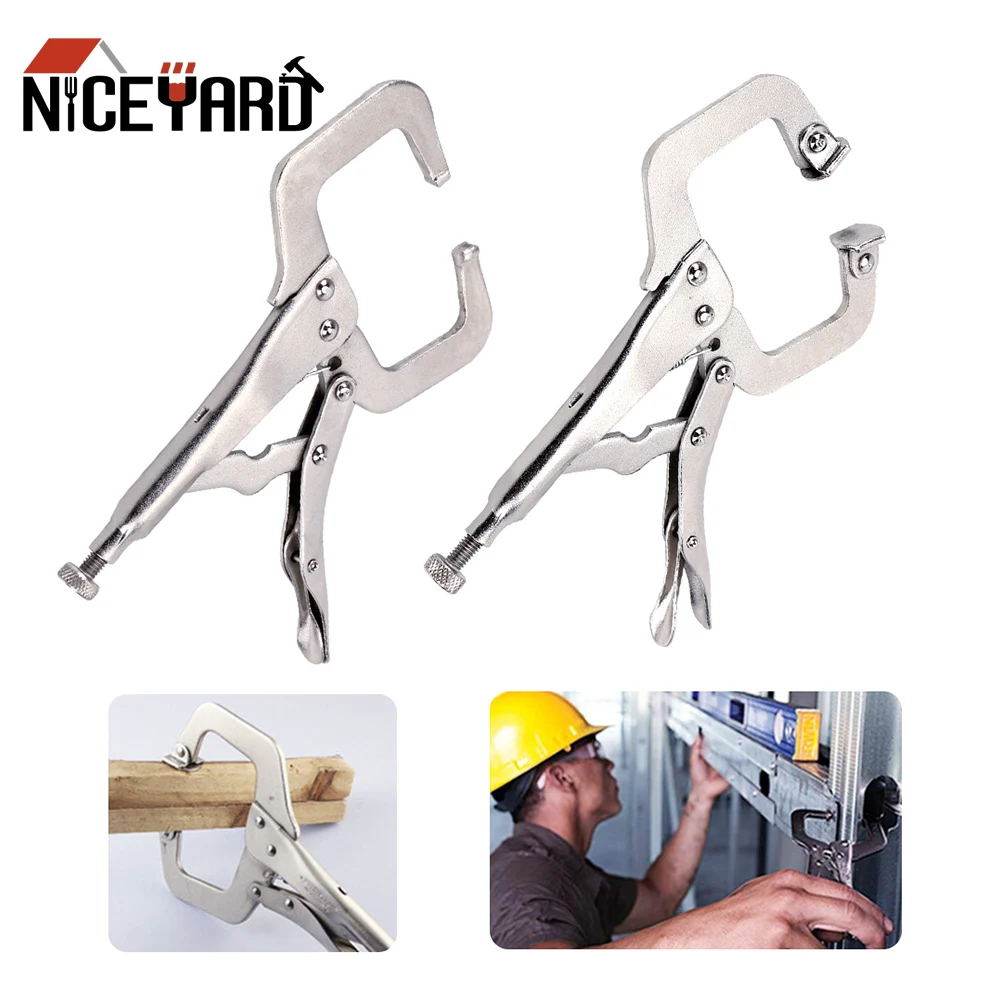 NICEYARD-Alicates de fijación de abrazadera C, herramienta de mano de aleación de acero para trabajo de madera, Clip de soldadura, pinzas de carpintería, pinzas Tong, localizador de espiga