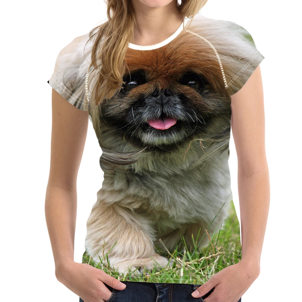 MOZOEYU Kawaii Pekingese Dog/с принтом на тему собак женские летние короткие футболки Harajuku