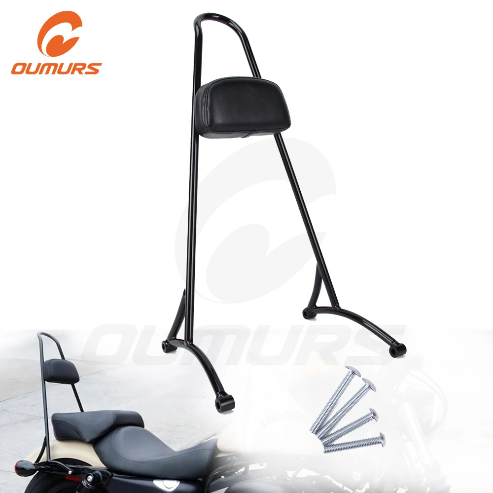 OUMURS мотоцикл пассажирский сидси бар спинки подушки Pad черный для Harley Iron Sportster XL883 XL1200 48 72 2004
