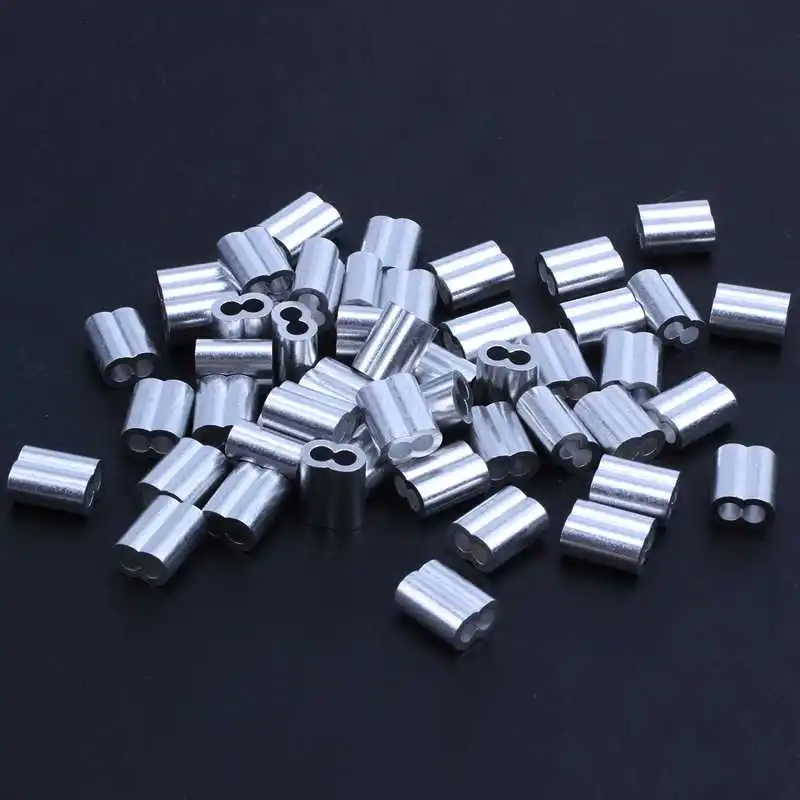 50 pack Алюминиевый обжимной рукав петли для 4 мм Диаметр троса и кабеля|Крепления| |