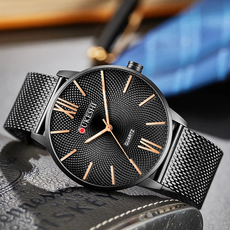 Часы наручные мужские кварцевые из нержавеющей стали брендовые Роскошные модные