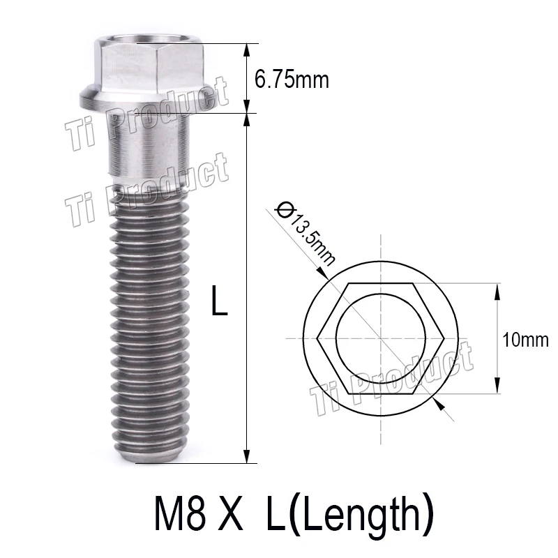 

1Pcs M8 Grade 5 Titanium Screws M8X15 20 25 30 35 40 45 50 55 60mm Flange Head Outer Hexagon Bolt For Motorcycle Bicycle
