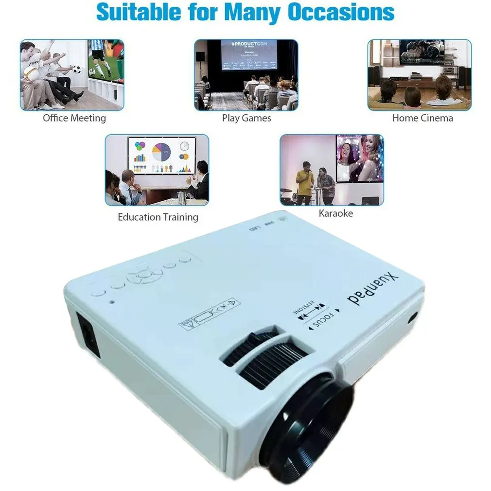 

Projector Home Mini Home Theater 1080p For TV Stick Computer Laptop TV DVD Portable Projector Supported MP3/ WMA